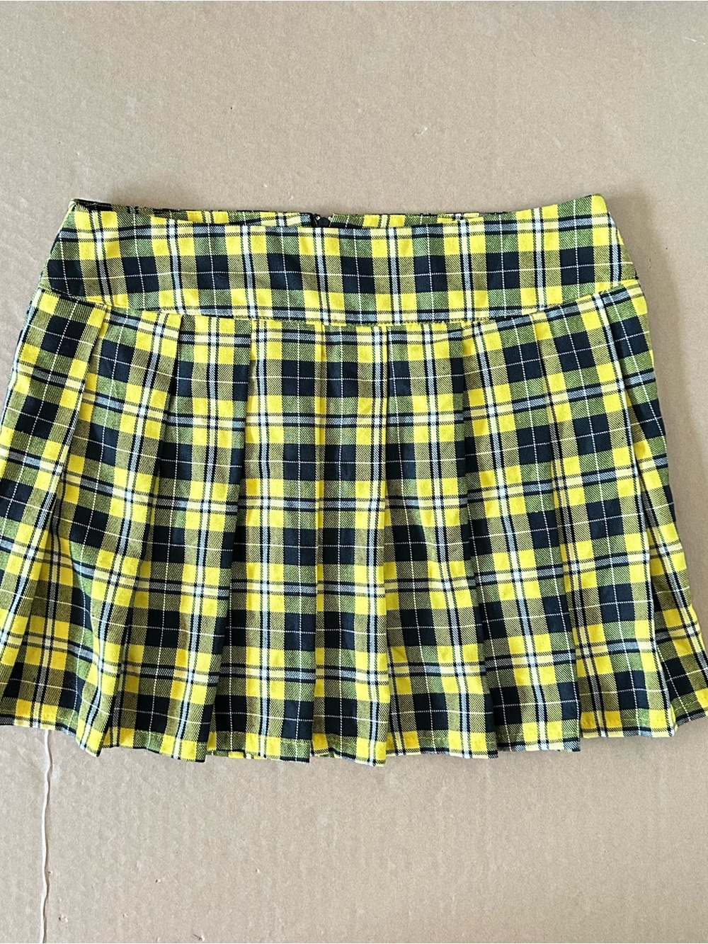 Spirit Halloween Yellow Tartan Plaid Skirt Pleated Mini Large Grunge Schoolgirl